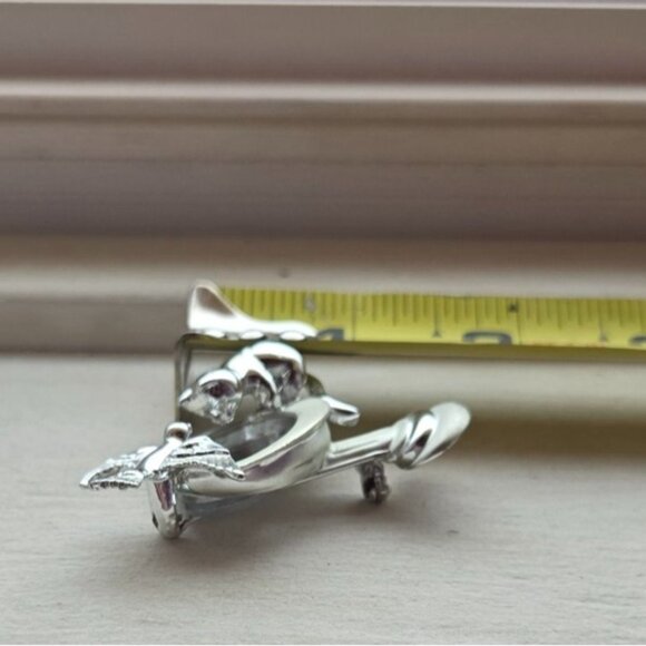 RETRO Danecraft Cat & Bird Mirrored Birdbath Brooch collectible jewelry kitten - Picture 5 of 6